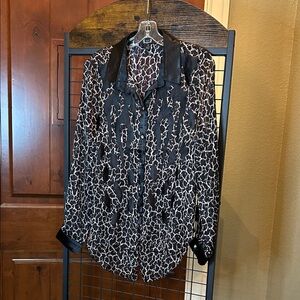 Elegant A.Z.I. New York  Sheer Black and White Women's Blouse Size M sku#106